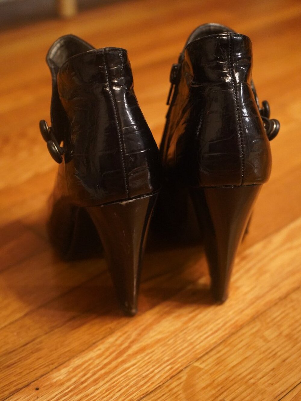 Black Patent Leather Booties